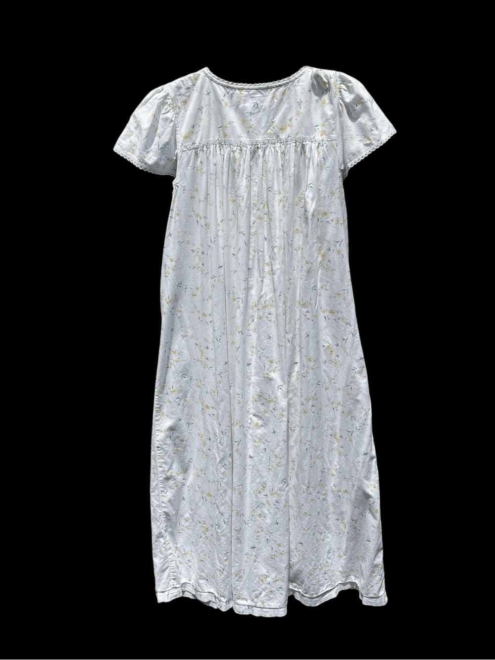 🌻Vintage Erika Taylor Cotton Floral Nightgown Waltz Lace Up Cottagecore Size S - Picture 5 of 6